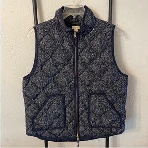 J. Crew Factory Quilted Navy Dot Print Puffer Vest Size XL